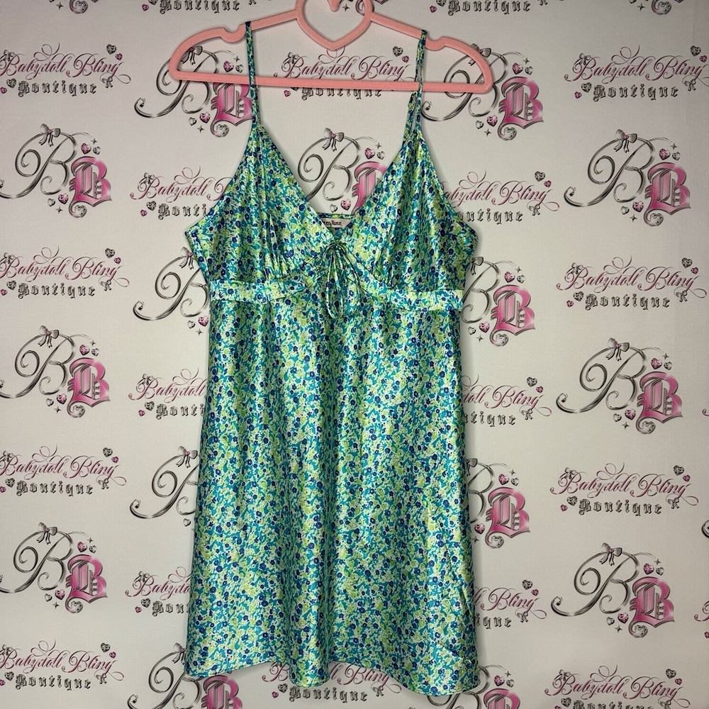 La vie en rose dress night gown nighty pj camisole slip silky satiny floral y2k
